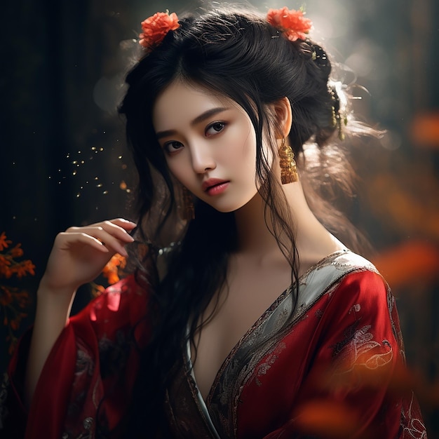 Woman in Chinese Traditional Dress Portrait