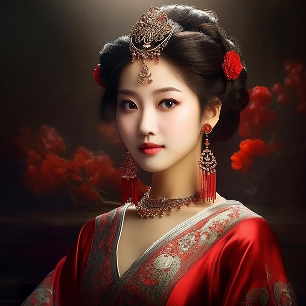 Woman in Chinese Traditional Dress Portrait