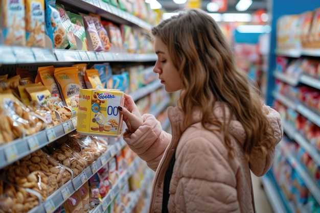 Woman Choosing Between Different Brands of Breakfast Cereal