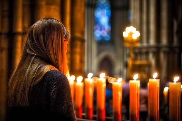 A woman in a church