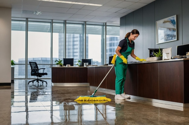 a woman cleaning a kitchen with a sponge on the counter