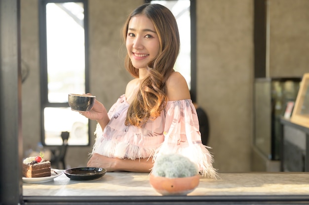 Woman  in coffee shop cafe