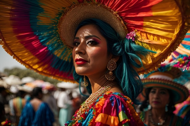 a woman in a colorful dress mexican costumes cinco de Mayo