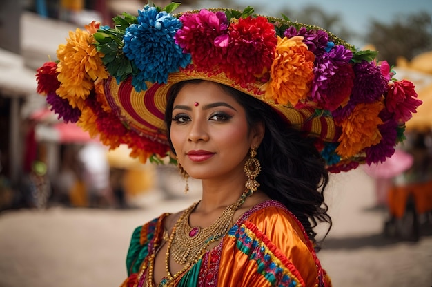 a woman in a colorful dress mexican costumes cinco de Mayo