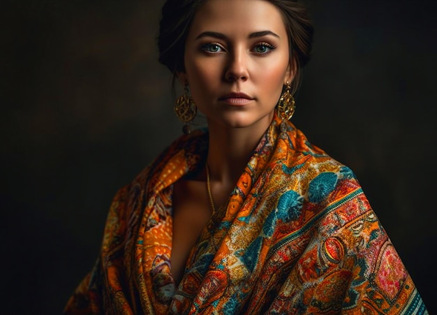 A woman in a colorful kimono with the word love on it