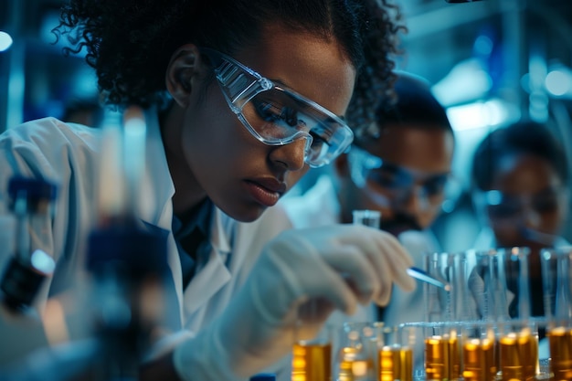 Woman Conducting Experiments in Laboratory