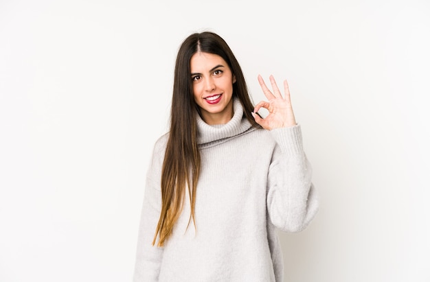 Woman confident showing ok gesture