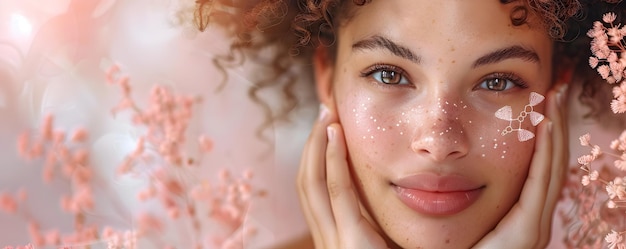 Woman Contemplating Perfect Skin Tone Space Molecule