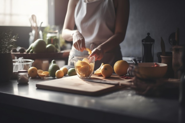 woman cooking a delicious meal in a modern kitchen using fresh ingredients and culinary skills