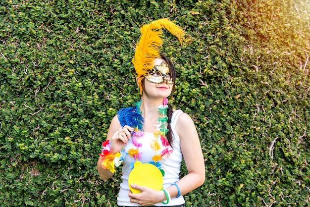 Woman in costume at Brazilian carnival party