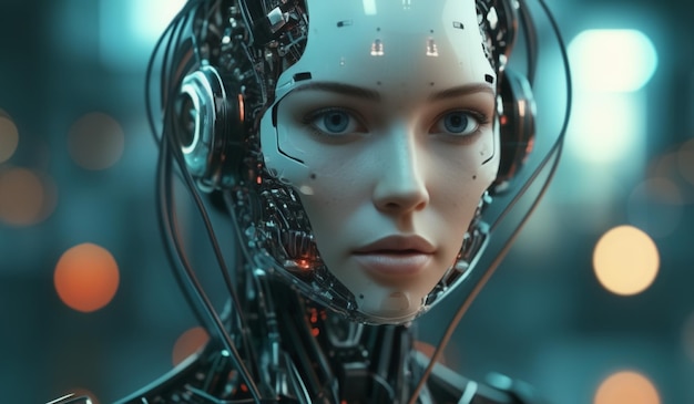 woman cyborg portrait robot technology