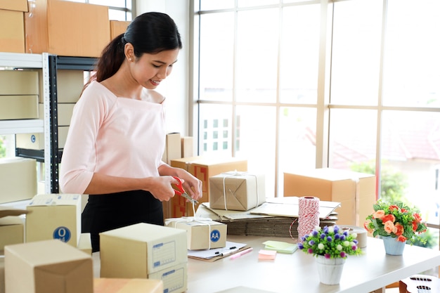 Woman at the delivery office