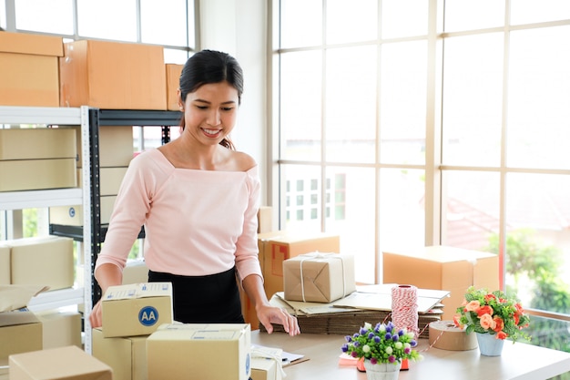 Woman at the delivery office