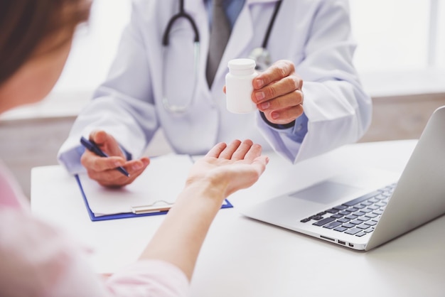 Woman at doctor