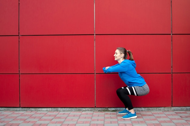 woman does sports outdoors