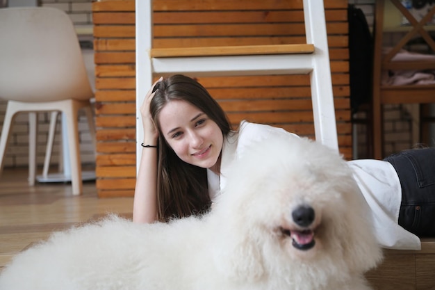 Woman and dog