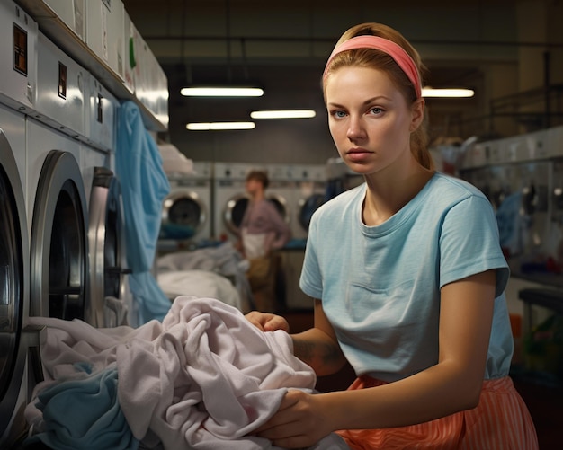 Woman doing laundry