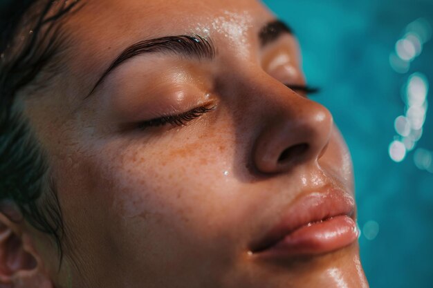 Photo a woman doing a spa closeup indulge in tranquil bliss a closeu look at a woman enjoying spa treat