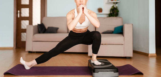 Woman doing sport at home