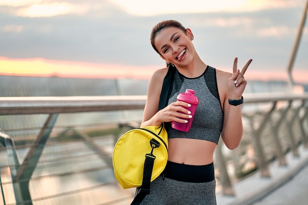 Woman doing sport on street