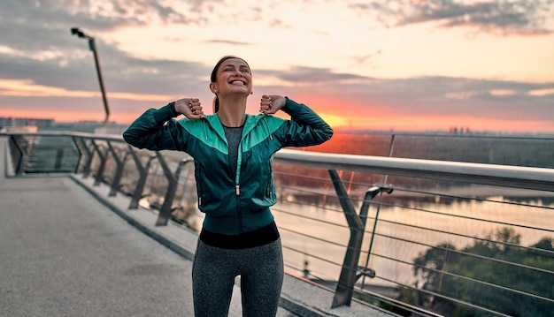 Woman doing sport on street