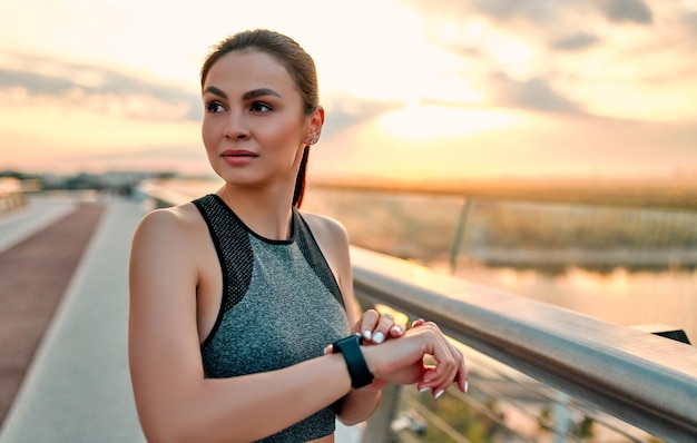 Woman doing sport on street