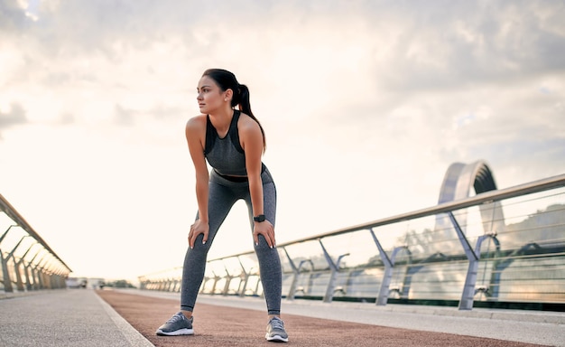 Woman doing sport on street