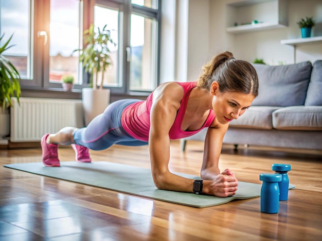 Photo a woman doing yoga exercises with a watch on her wrist