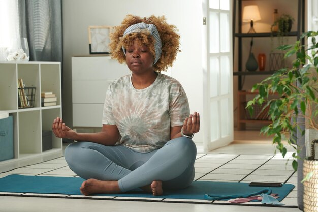 Woman doing yoga in the morning