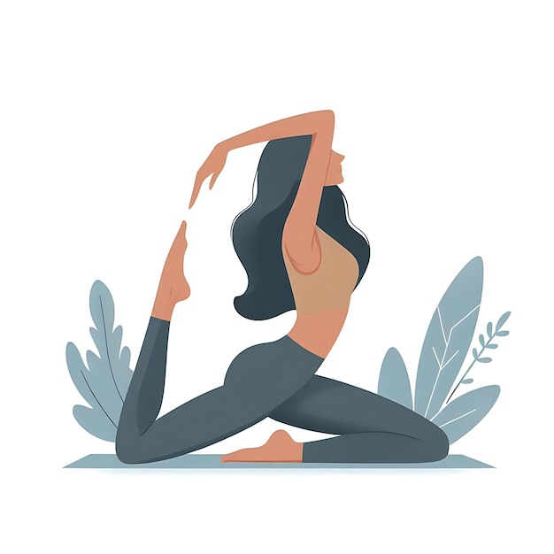 Woman doing yoga in nature concept illustration for yoga meditation relaxation healthy lifestyle