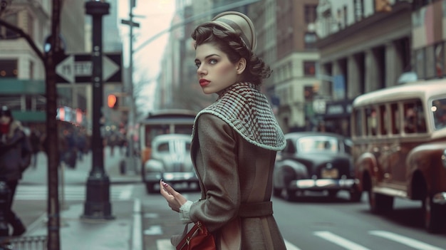 Photo a woman in a dress with a red purse on the front