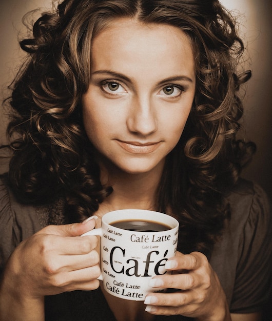 Woman drinking coffee