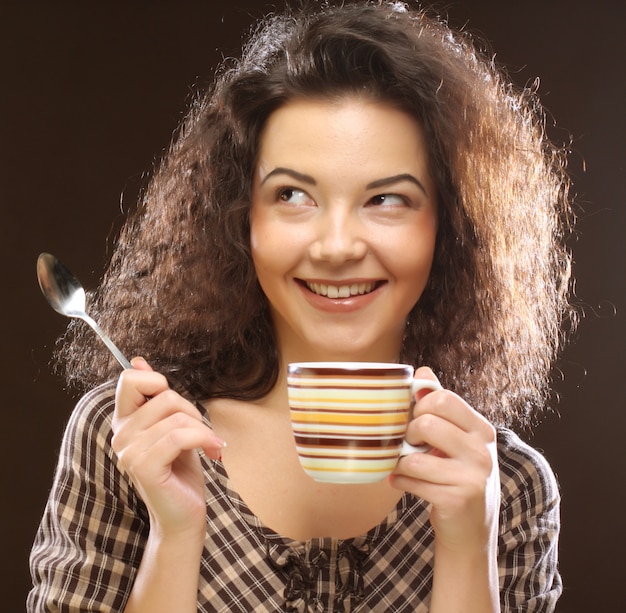 Woman drinking coffee