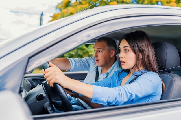 Woman Driver - Car Accident, yells in fear or frustration 