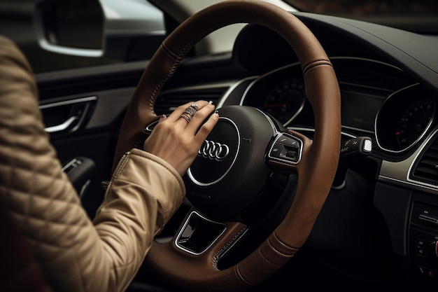 Woman driving in car