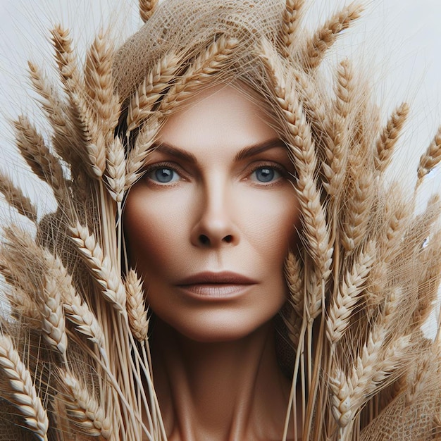 Woman in ears of wheat natural beauty