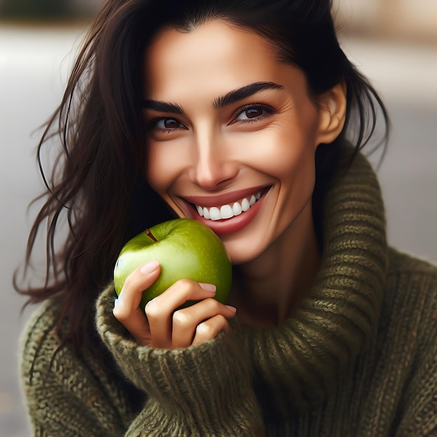 woman eating a apple