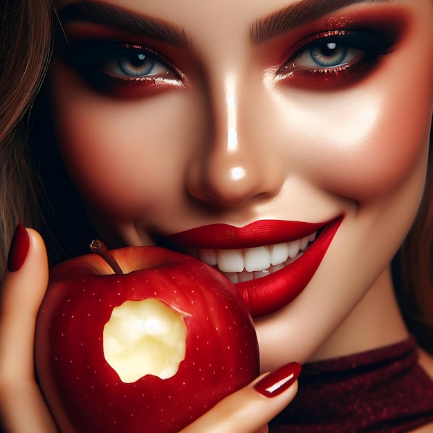 woman eating a apple