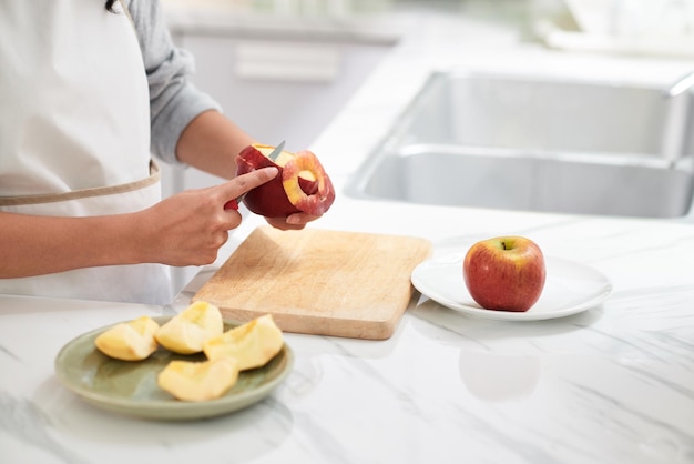 Woman eating apples on a diet