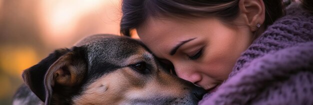 A woman embraces her dog showcasing a moment of affection and connection