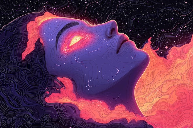 Woman Embracing the Cosmos A Surreal Dreamscape