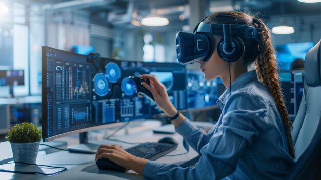 A Woman Engaging in Virtual Reality