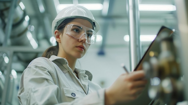 Photo woman engineer in factory