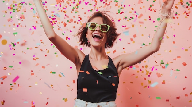 A woman enjoying confetti