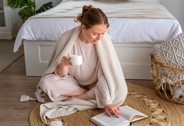 Woman enjoying a cup of coffee