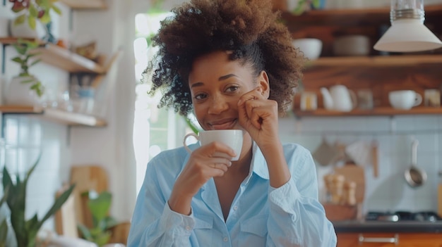 A Woman Enjoying Her Coffee