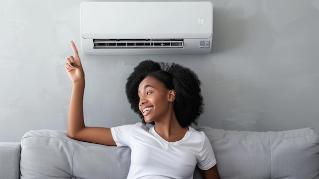 Woman Enjoying Modern Air Conditioning