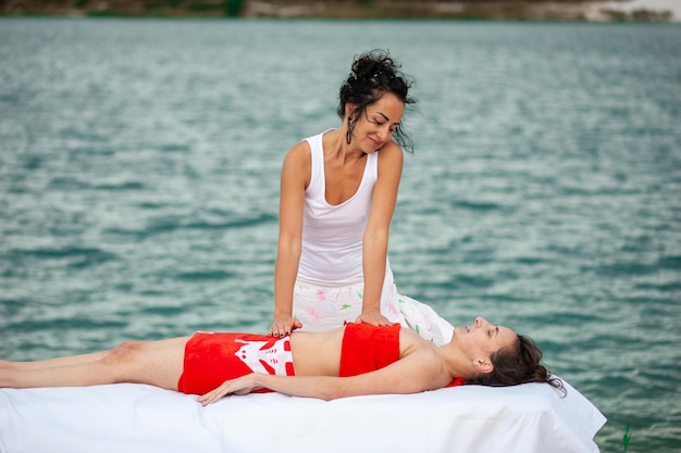 Woman enjoying traditional Thai massage