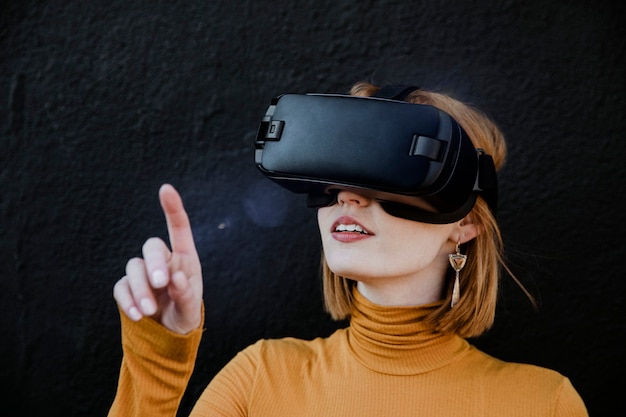 Woman enjoying a VR experience