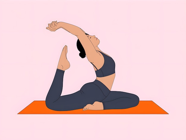 Photo a woman exercise on a yoga mat cartoon vector set white background